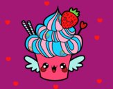 Desenho Cupcake kawaii com morango pintado por FoxGirl