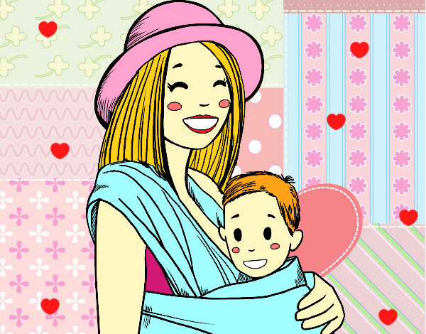 Desenho Mãe com o portador de bebê pintado por FoxGirl