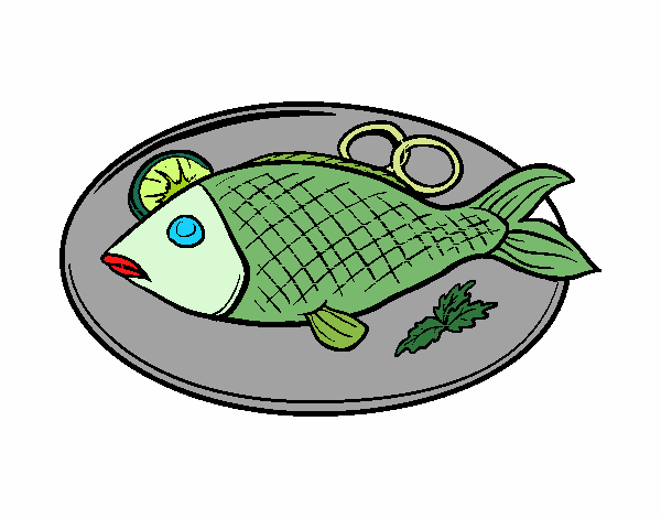 um prato de peixe