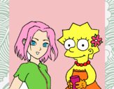 Desenho Sakura e Lisa pintado por AmandaBC