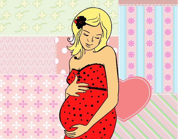 Desenho Mulher gravida feliz pintado por Guiguinha9