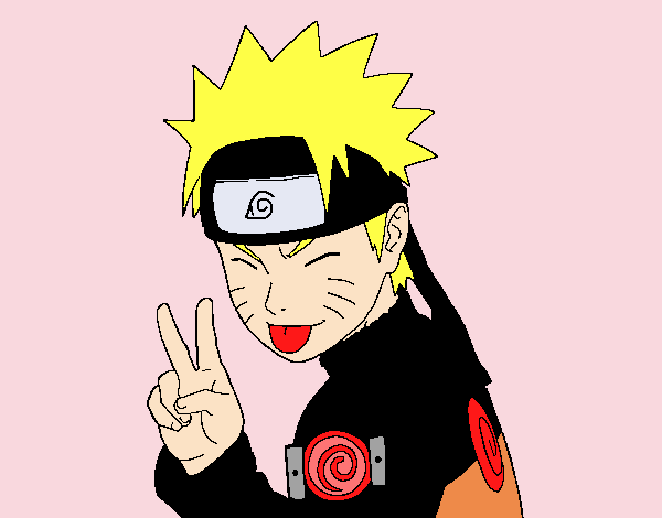 Desenho Naruto puxando para fora a língua pintado por Aki-chan