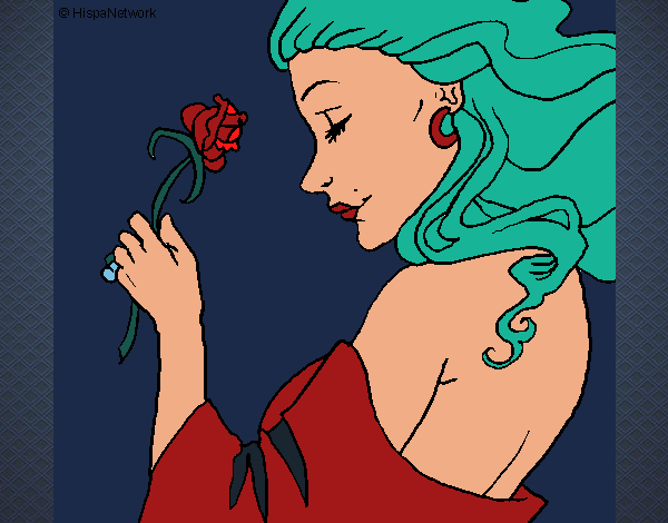 Desenho Princesa com uma rosa pintado por kelly24