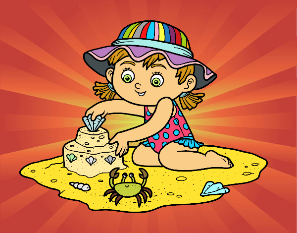 Desenho Uma menina que joga na praia pintado por VovoMarcia