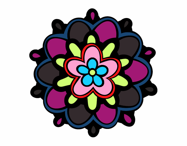 Desenho Mandala com uma flor pintado por biinha 