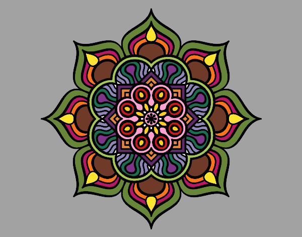Desenho Mandala flor de fogo pintado por CRIADO