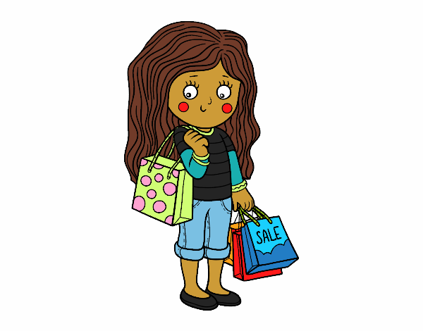 Desenho Menina com compras do verão  pintado por Jujuli