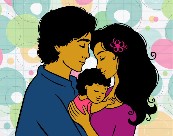 Desenho Família abraço pintado por florbelinh