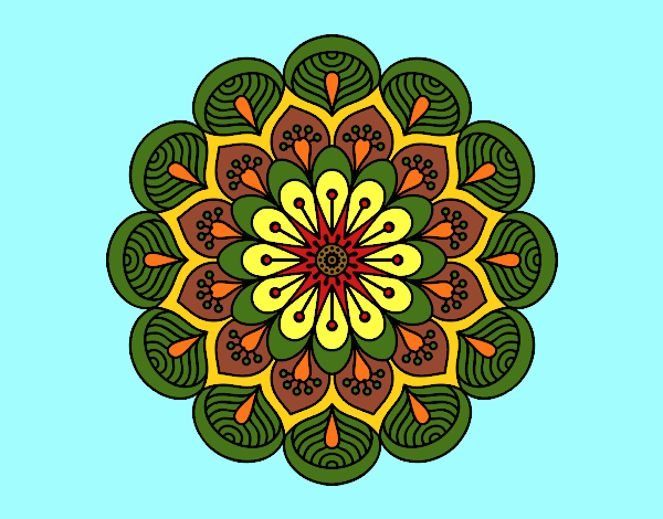 Desenho Mandala flor e folhas  pintado por CRIADO
