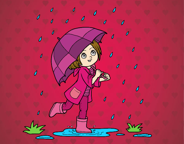 Raquel com o seu guarda chuva