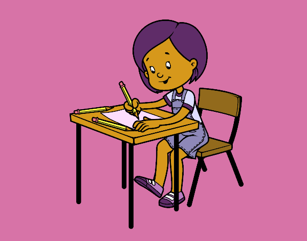 Desenho Menina em sua mesa pintado por florbelinh
