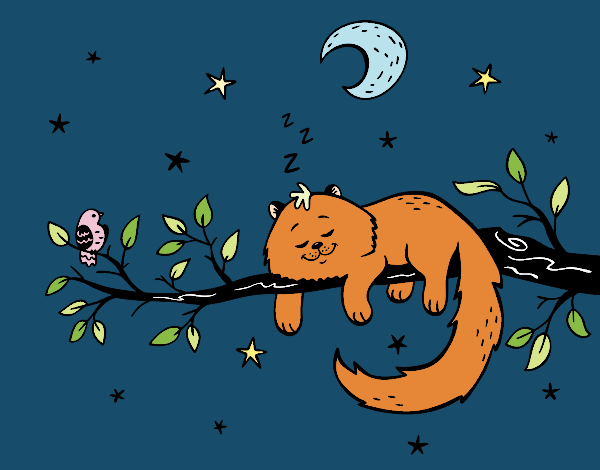 Desenho O gato ea luna pintado por ShaoLang