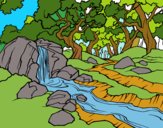 Desenho Paisagem da floresta com um rio pintado por florbelinh