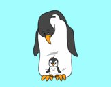 Desenho  Pinguim com seu bebê pintado por ameireles