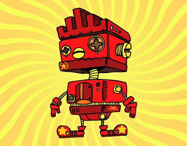 Desenho Robot com Moicano pintado por DomiNico