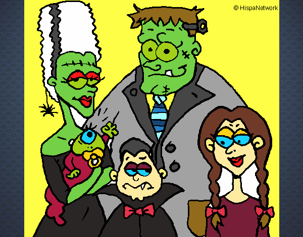 Desenho Família de monstros pintado por rebeca2007