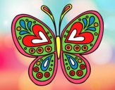 Desenho Mandala borboleta pintado por dinhaaaaaa