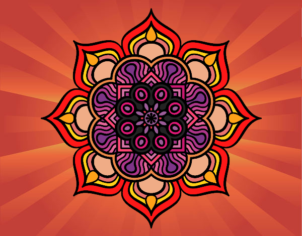 Desenho Mandala flor de fogo pintado por fernandaar