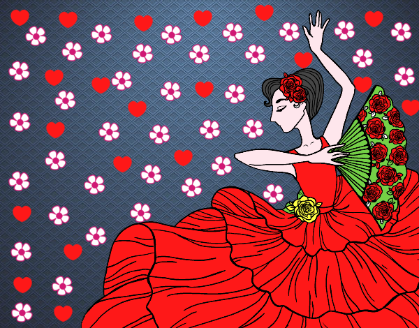 Desenho Mulher flamenco pintado por Sil