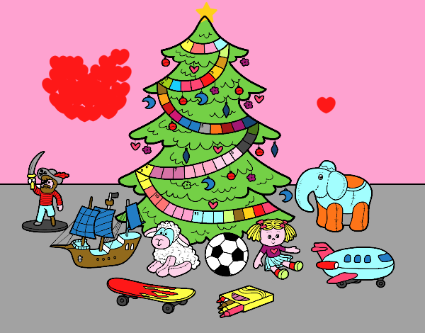 Árvore de Natal e brinquedos