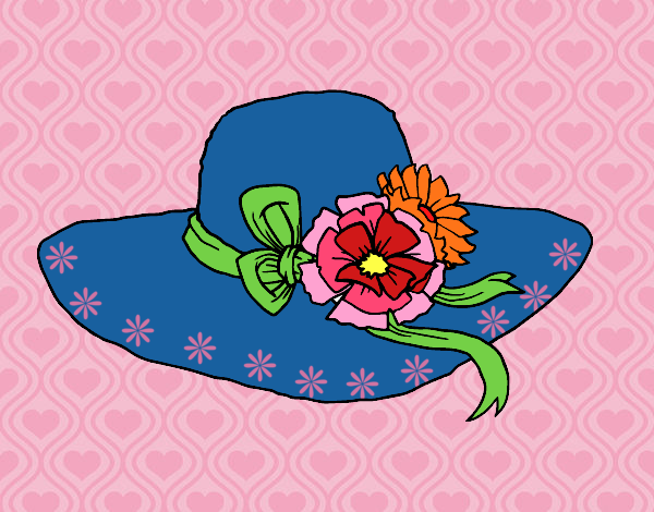 Desenho Chapéu por flores pintado por Sil