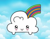Desenho Nuvem com arco-íris de Kawaii pintado por LLL321