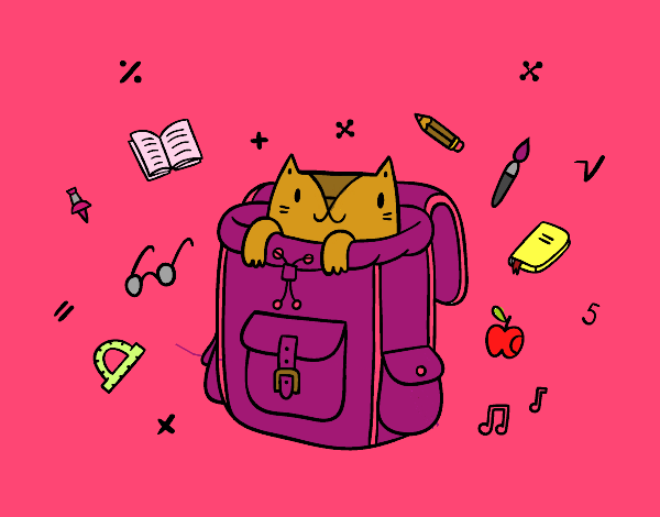Desenho Gato em uma mochila pintado por Manoelaf