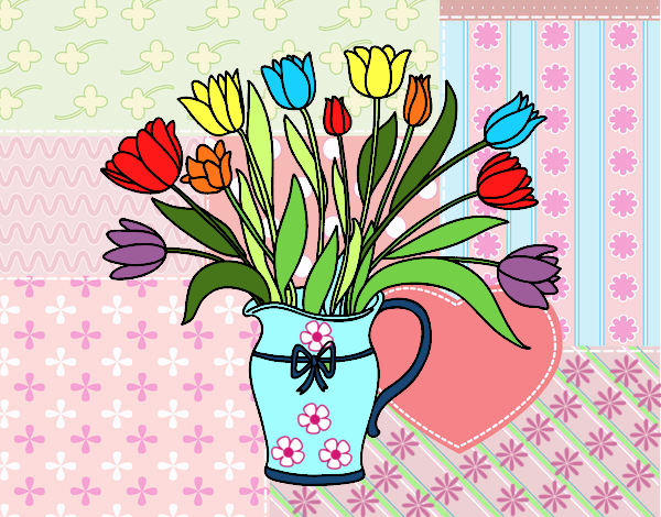 Desenho Jarro de tulipa pintado por Sil
