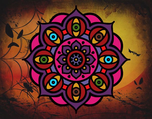 Desenho Mandala olhos pintado por Nyne