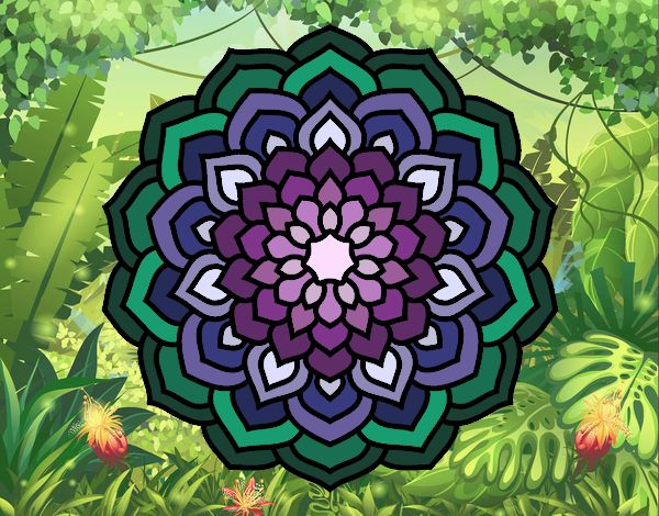 Desenho Mandala pétalas de flores pintado por Nyne