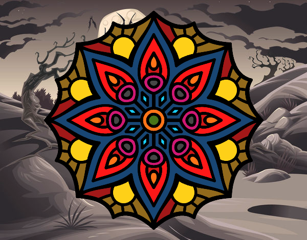 Desenho Mandala simetria simples pintado por Manoelaf