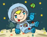 Desenho Menino astronauta pintado por Sil