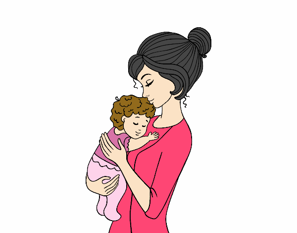 Desenho Mãe levando o bebê pintado por greicyrct
