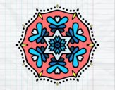 Desenho Mandala simétrica pintado por dinhaaaaaa