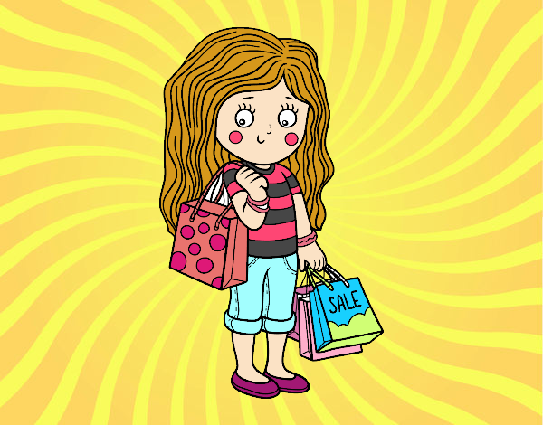 Desenho Menina com compras do verão  pintado por vasquez9