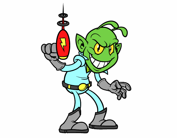 Desenho de Alien com uma arma para Colorir - Colorir.com