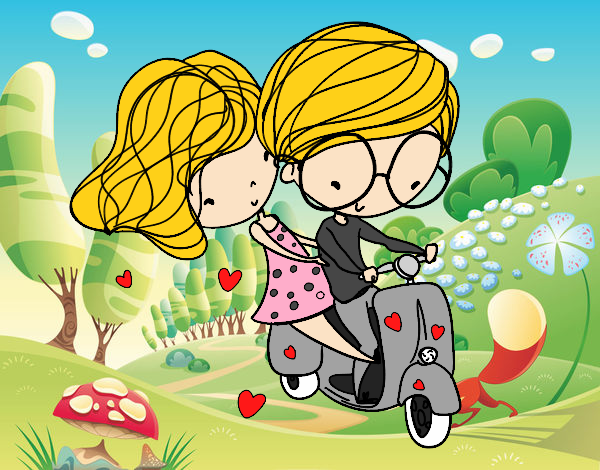 Desenho Amantes da motocicleta pintado por MiaPlay