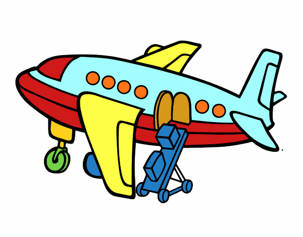 Desenho Avião levando bagagem pintado por leidimar 