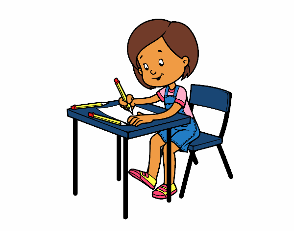 Desenho Menina em sua mesa pintado por Jujuli