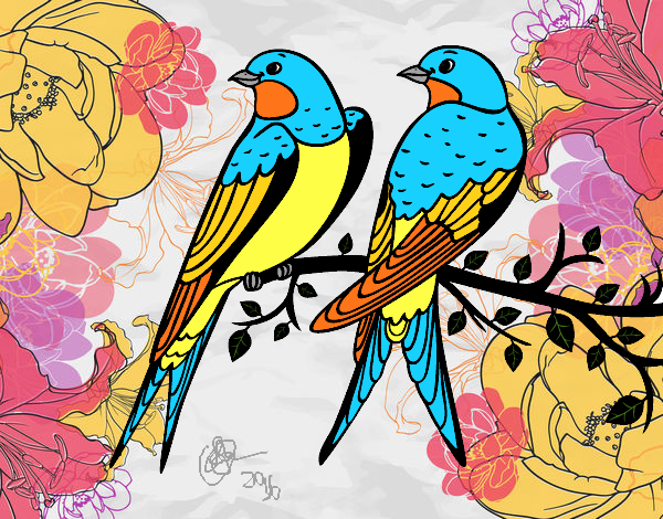 Desenho Par de pássaros pintado por wagnermoys