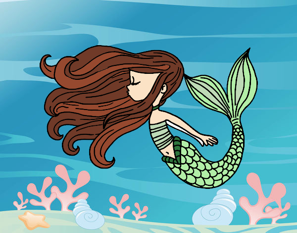 Desenho Sereia flutuante pintado por MiaPlay