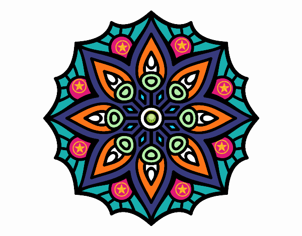 Desenho Mandala simetria simples pintado por Gerli