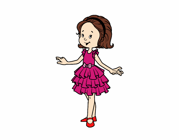 Desenho Menina com vestido de baile pintado por Biiah
