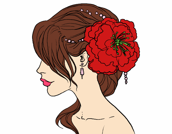 Desenho Penteado de casamento com flor pintado por Biiah