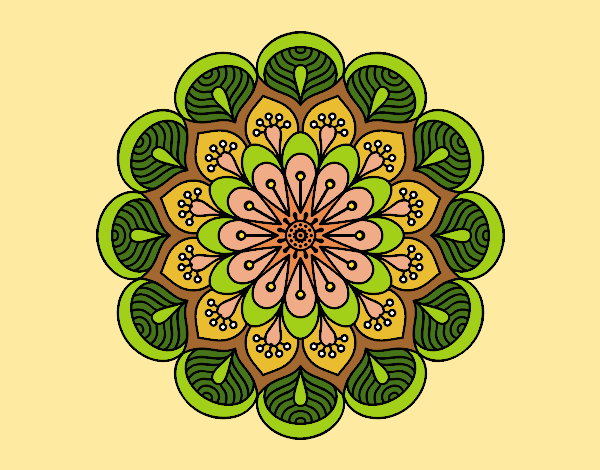 Desenho Mandala flor e folhas  pintado por CRIADO