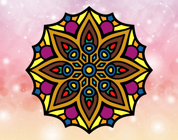 Desenho Mandala simetria simples pintado por gegepipoca