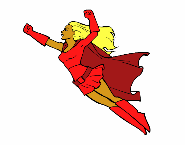Desenho Super girl voador pintado por lywya12