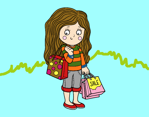 Menina com compras do verão 