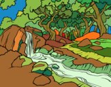 Desenho Paisagem da floresta com um rio pintado por Atchim