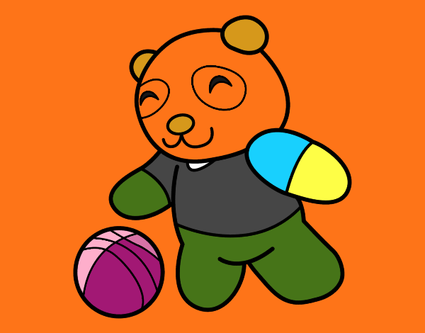 Desenho Panda com bola pintado por erca